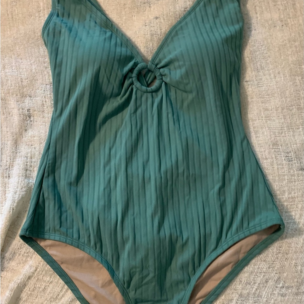 Kona Sol Green Ribbed Bodysuit One Piece
